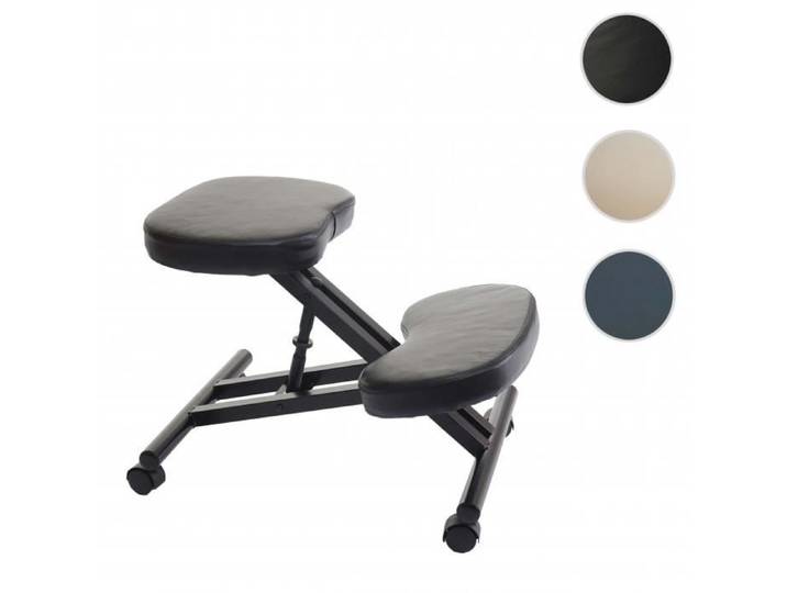 Siège assis à genoux HWC-E10 tabouret chaise bureau similicuir métal noir