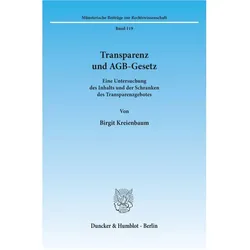 Transparenz und AGB-Gesetz., Fachbücher von Birgit Kreienbaum