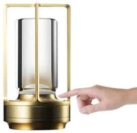 Uplifted Goods Portable Rechargeable Touch Controlled LED Table Lamp For Ambient Lighting gold b