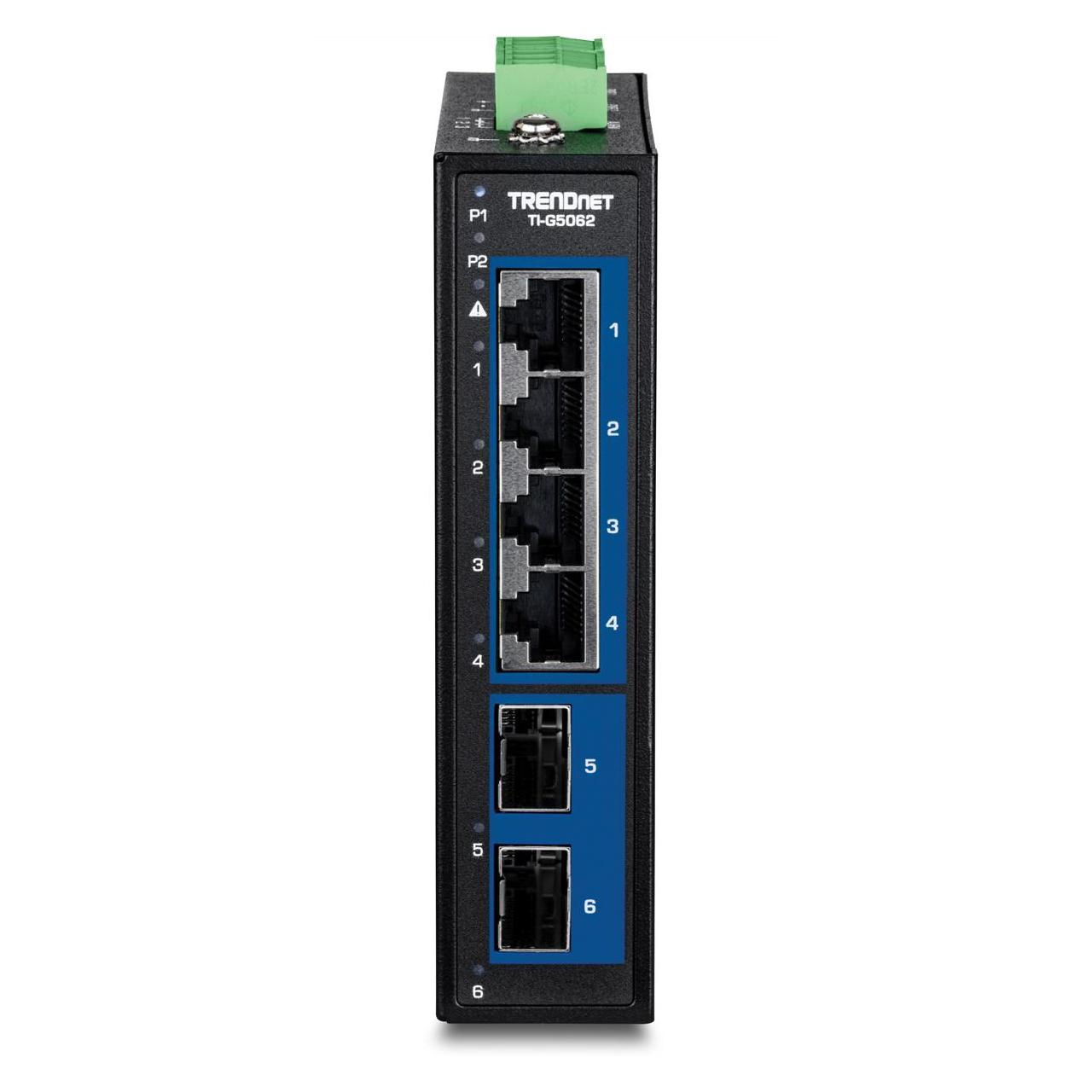Trendnet 6-Port Industrial 2.5G DIN-Rail Switch with 10G SFP (6 Ports) (TI-G5062)