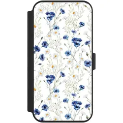 Nivocase Klapphülle für Apple iPhone 14 Pro Max Handyhülle aus Kunst Leder NIVOflip schwarz Blume Blumen (Apple iPhone 14 Pro Max), Smartphone Hülle, Schwarz