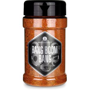 ANKERKRAUT Gewürzmischung BBQ-Rub, Bang Boom Bang, für Fleischgerichte, Trockenmarinade, vegan, im Streuer, 210 g
