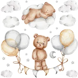 WANDAUFKLEBER 130x173cm - Aquarell-Teddybären