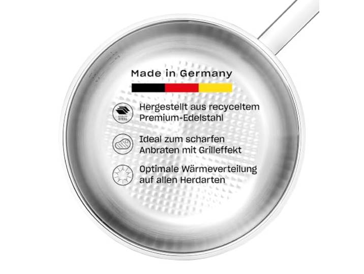 Fissler, Original-Profi Collection Pfanne (Ø 28 cm), Edelstahl, unbeschichtet, novogrill Bratfläche, Innenskalierung, Induktion