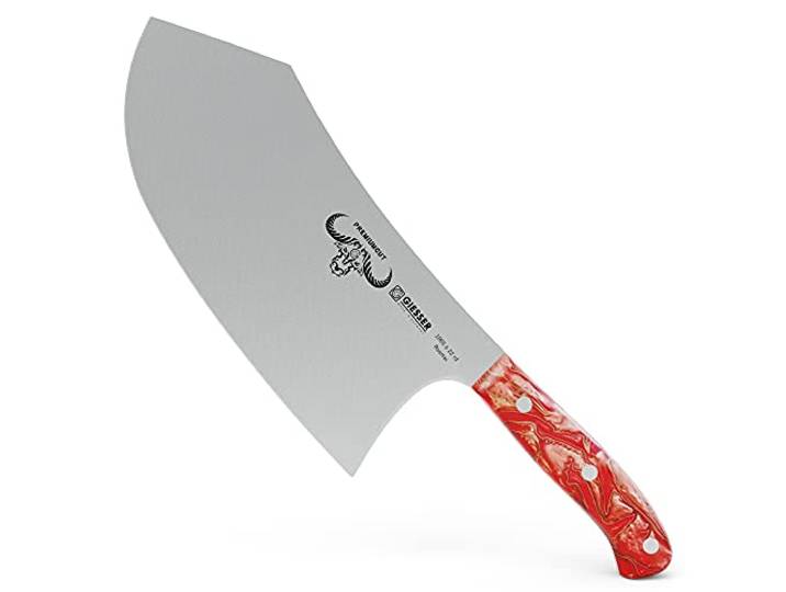 Giesser seit 1776 - Made in Germany - Hackbeil 22 cm Red Diamond, PremiumCut Butcher No 1, Hackmesser, Acryl, rot, rostfrei, deutsches Grillmesser scharf