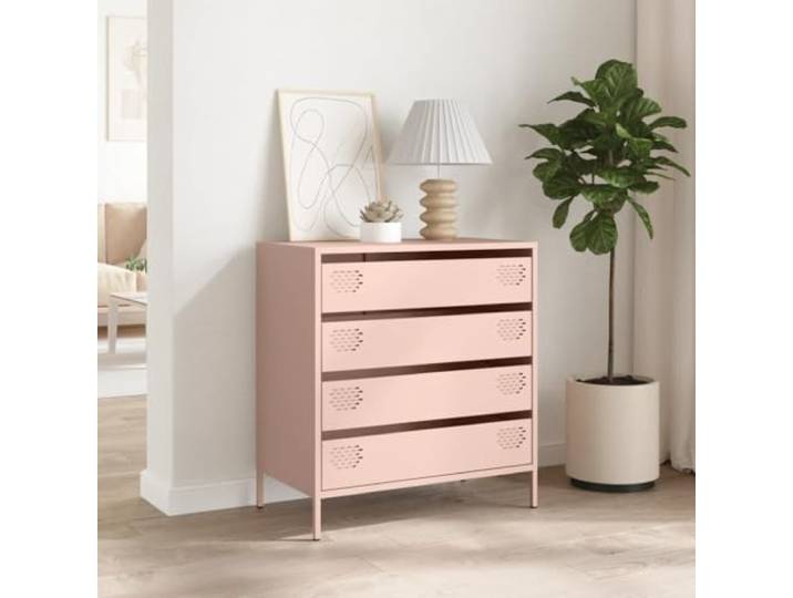 KTHLBRH Sideboard Rosa 68 x 39 x 73,5 cm kaltgewalzter Stahl 4 Schubladen Stabile Struktur, großer Stauraum, einfache Reinigung, geeignet für Schlafzimmer und Wohnzimmer