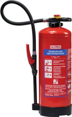 Feuerlöscher Gloria® WKL 9 PRO, DIN EN 3, Leistung 27 A, ideal für Li-Ionen Akkus bis 1285 Wh, 9 l, 80 s, 4 m, Schlagknopf, Löschlanze & Löschpistole