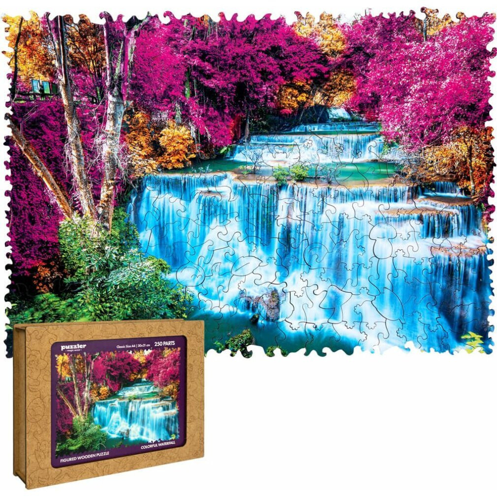 PUZZLER Houten puzzel Kleurrijke waterval Thailand 250 stukjes
