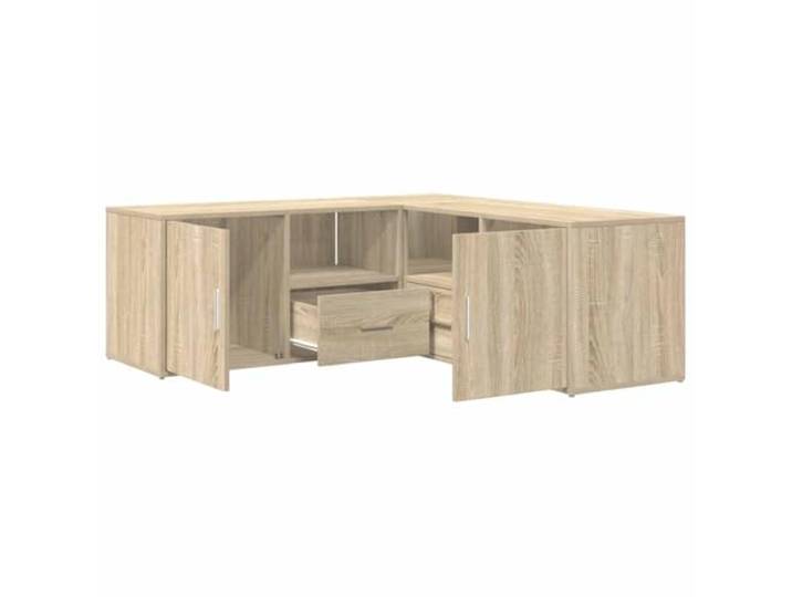 GKHPYURE Eckschrank Eiche Sonoma 200 x 40 x 45 cm Spanplatte Mehrschichtiges Holz, 2 Montagemöglichkeiten, Schubladen und Fächer, Kapazität 90 kg, einfache Reinigung