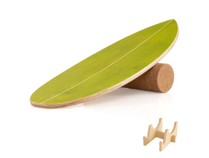 Balansbord voor Volwassenen Houten Schommel met Kurken Rollen en Opbergbeugel Groen