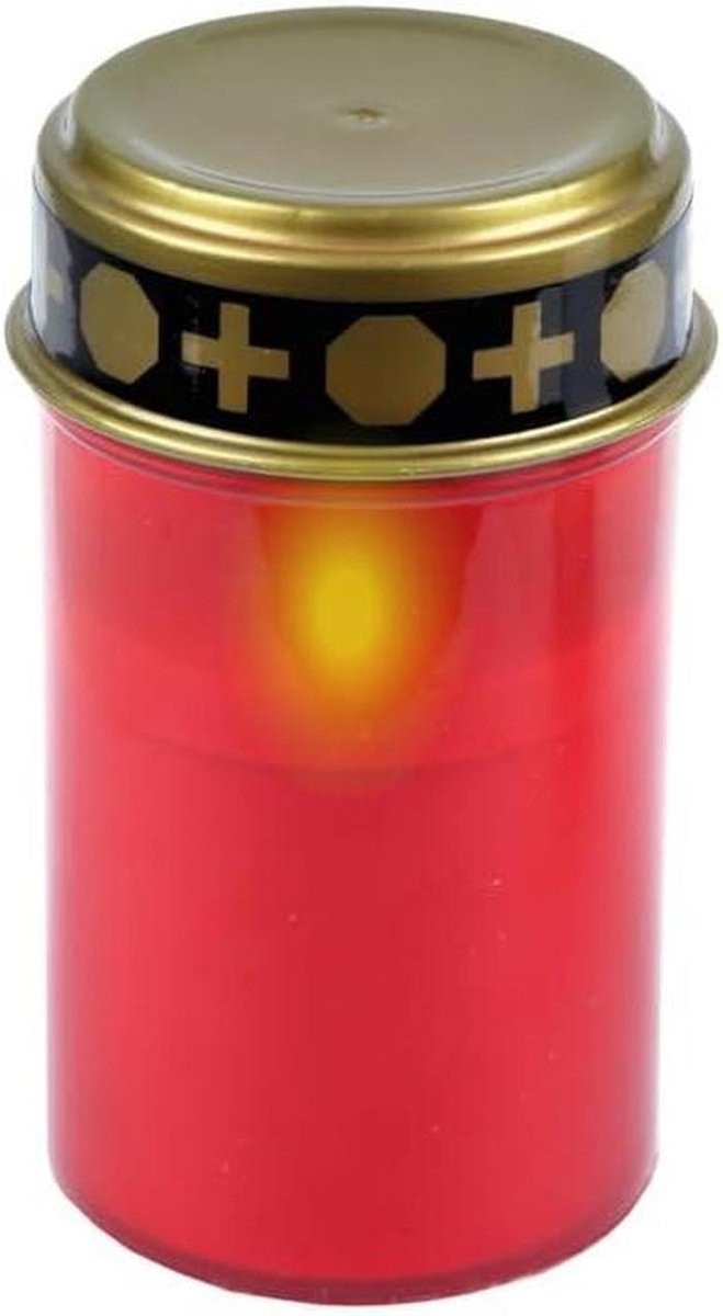 Grave Light LED Kaars voor herdenking met realistische vlam, Rood, H 11,5 cm x B 6,5 cm