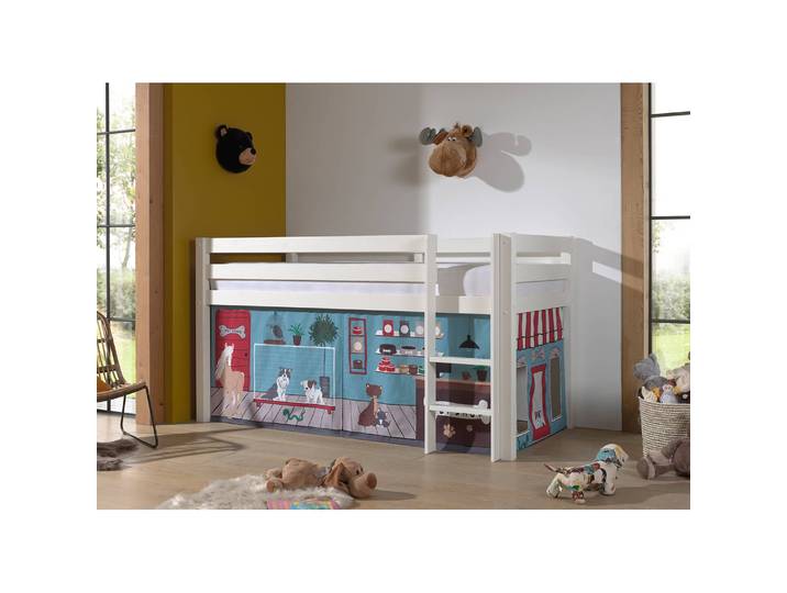 Halbhochbett Pet Shop 210 x 114 x 106cm Weiß/Weiß mit Leiter