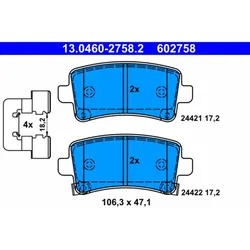 Bremsbelagsatz Scheibenbremse ATE 13.0460-2758.2 für Opel Insignia A