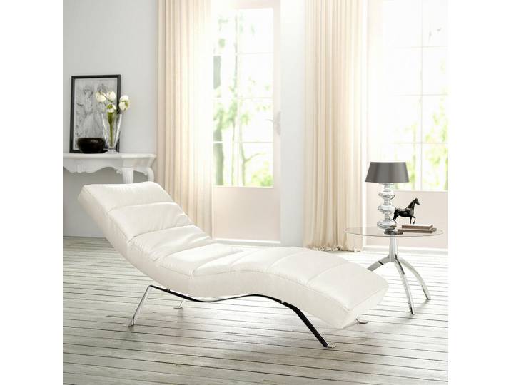 Livetastic Relaxliege, Weiß, Metall, Echtleder, Rindleder, 1-Sitzer, 65x65-95x171 cm, Made in EU, Fußauswahl, Lederauswahl, Relaxfunktion, Rücken echt, Wohnzimmer, Sessel, Relaxliegen