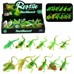 Fluoreszierend grüne, im Dunkeln leuchtende Eidechsen-Gummifigur, 15 cm