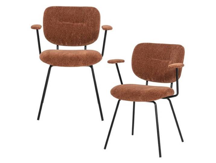 WOOOD Brint eetkamerstoelen met armleuningen - roodbruin (set van 2)
