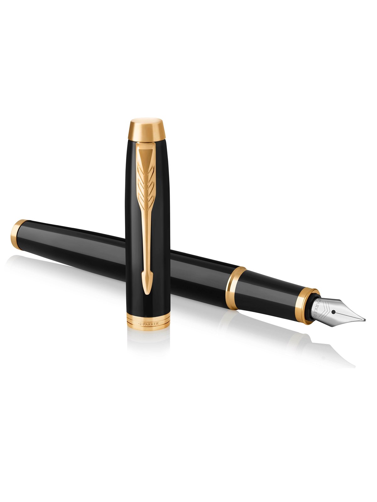 Parker IM Füller | schwarze Lackierung mit Goldzierteilen | Füllfederhalter mit feiner Feder | blaue Tinte | Geschenkbox