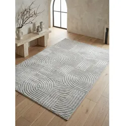 Kurzflorteppich ILLER, mit 3D-Design, aus Jute, Silber, 140 x 200 cm