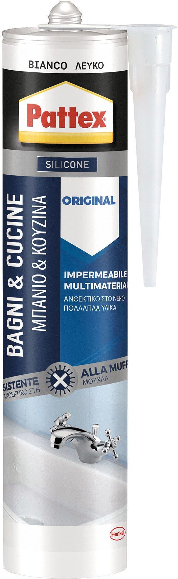 Pattex SILICONE ACETICO  PER SANITARI BIANCO 280 ml ANTIMUFFA