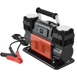 VEVOR Luftkompressor Zweizylinder, 300 L/min, Reifenfüller mit automatischer Abschaltung, 12 V, 10,3 bar, Offroad-Luftpumpe mit LCD-Digitalanzeige & Adaptern für LKW, PKW, SUV, Geländewagen & RV