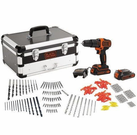 Black & Decker BDC718AS2F Boormachine met pistoolgreep en snelwisselmechanisme, zwart en oranje