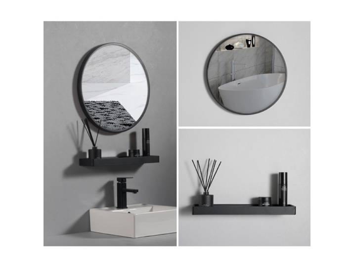Miroir rond de salle de bains Simple, espace de toilette, miroir rond en aluminium, miroir cosmétique suspendu au mur, miroir de salle de bains sans poinçonnage, vanité