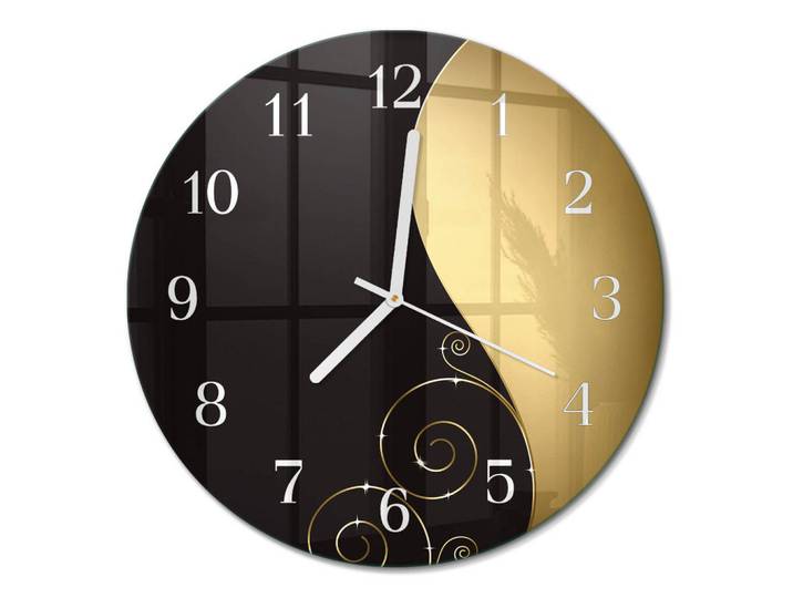 Tulup Wanduhr fi30 cm - Abstrakte Kunst, Braun, Glas, Rund, 30x30x0.4 cm, Dekoration, Uhren, Wanduhren