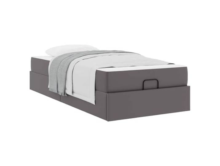 KTHLBRH Graues Bett mit Matratze 2 Stück PVC Fester Lattenrost, hochdichter Schaumstoff, Unterbettkommode, mattes Finish