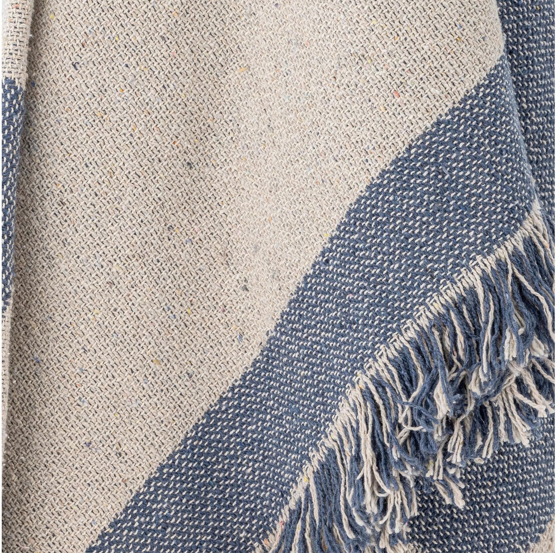 Wohndecke BLOOMINGVILLE "Ethan 160 x 130 cm", blau, weiß, B:160cm L:130cm, Baumwolle, Wohndecken, Wohndecke blau, weiß B/L: 160cm x 130cm