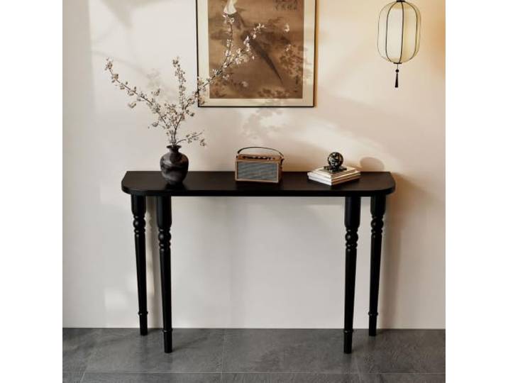 Schwarzer Konsolentisch für den Eingangsbereich,schmaler Sofa-Konsolentisch Flur-Foyer-Tisch aus Holz, schlanker Akzent-Konsolentisch für Wohnzimmer, Eingang, hinter der Couch(80*30*90cm)