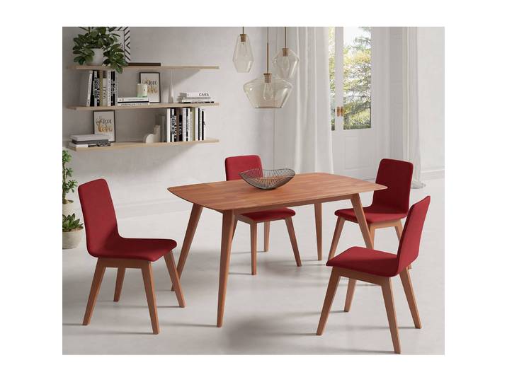 Salle à manger Nami 5 éléments 140 x 80cm Marron/Rouge/Rouge antique Imitation cerisier