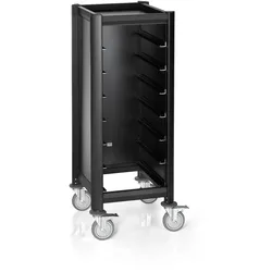 WAS Germany - Tablettwagen Trolley Mensa, für 7 Tabletts, schwarz, 51,5 x 47,5 x 125 cm, MDF/Alu