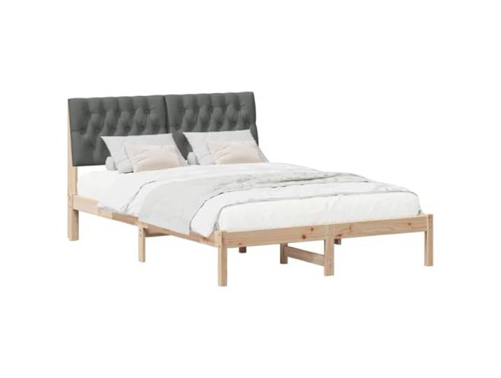 KTHLBRH Plattformbett aus Massivholz, Kiefer, 150 x 200 cm Kopfteil zur Wandmontage, Lattenrost, einfache Montage, modernes Design