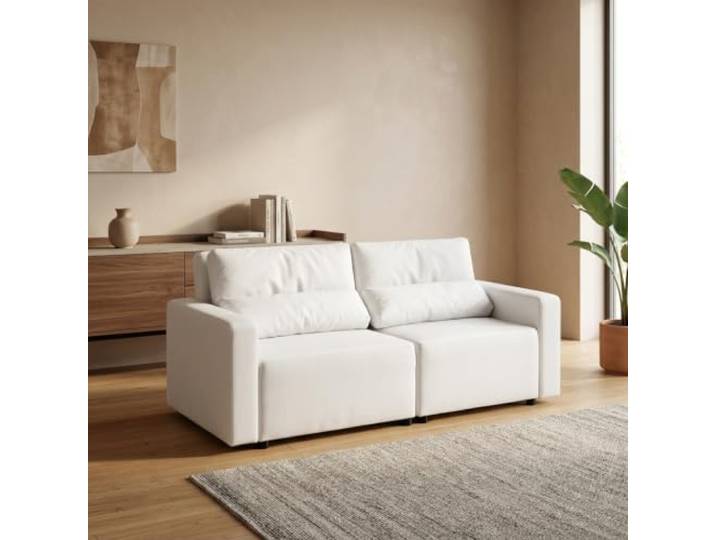 2-Sitzer-Sofa, ausklappbares Schlafsofa, Stauraum, braun, Kunstleder, Komo Family Möbel