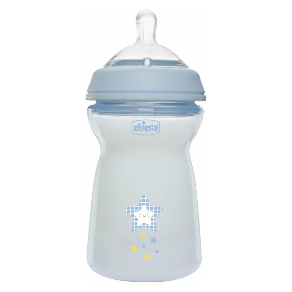 Chicco Babyfläschchen NATURAL FEELING PP Sauger Silikon schneller Fluss BLUE 6m+ (330 ml) (00081335200000)