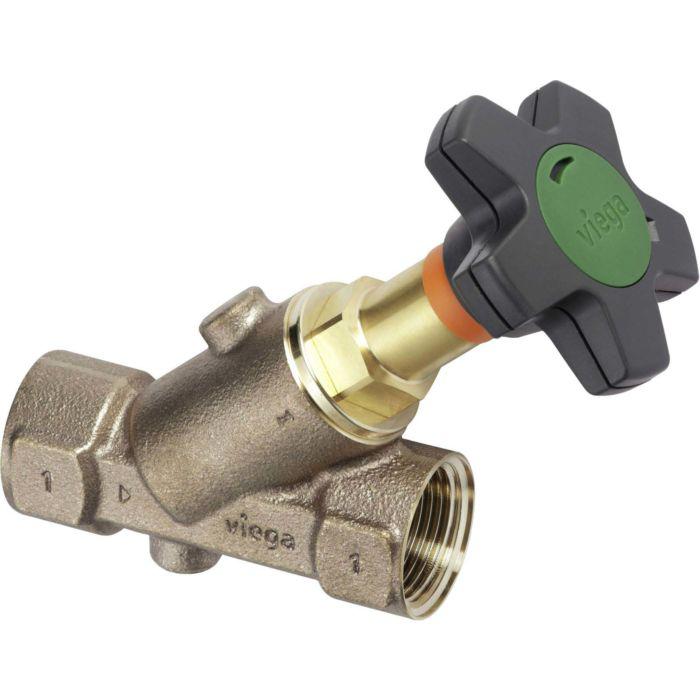 Viega Easytop Schrägsitzventil 756741 DN 32, Rp 1 1/4, Rotguss, für Wasserzählerbügel
