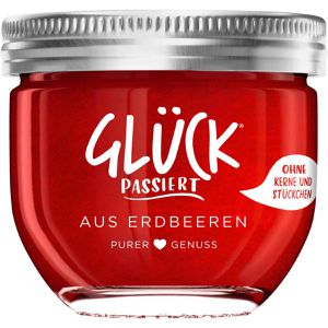 Glück Fruchtaufstrich Passiert Erdbeere, ohne Stücke & Kerne, vegan, 70% Fruchtgehalt, im Glas, 230 g