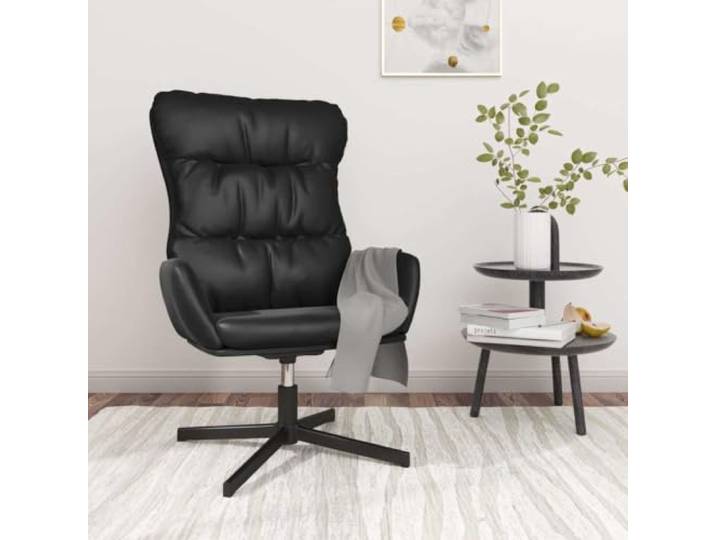 IBUQDDV Relaxsessel Schwarz Kunstleder mit Metallgestell 360 Grad Drehbar Schmutzabweisend, pflegeleicht, luxuriöse Optik, robuste Stabilität, flexible Drehung
