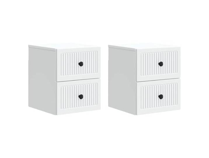 KUPTYERFG Wandmontierter Nachttisch 2er Set Weiß 33x34,5x40 cm Schwebendes Design schafft Bodenfreiheit im Schlafzimmer: Kompakte Wandkommode mit praktischem Stauraum für Ihr Zuhause.