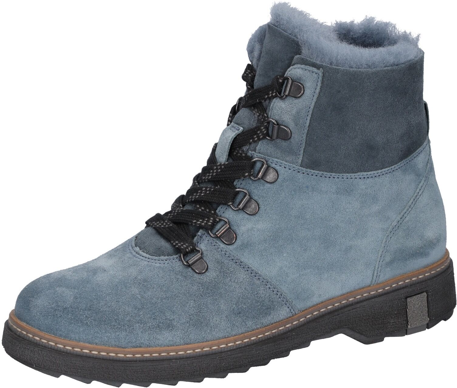 Winterboots WALDLÄUFER "HITOMI", Damen, Gr. 8,5 (42,5), Lammfell Warmfutter, blau (jeansblau), Lammfell, Veloursleder, Schuhe Winterboots, mit Lammfell, H-Weite jeansblau 8,5 (42,5), Lammfell Warmfutter