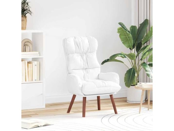 YUTAASU White Faux Leather Accent Chair 69 x 74 x 93 cm Padded Armchair, Solid Rubberwood Frame, Easy Clean, Modern Living Room