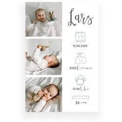 Geburtskarten Baby in Weiß im Design "Handgezeichnete Symbole" - Musterkarte