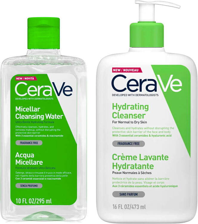CeraVe Micellar Water 295ml + Hydrating Cleanser 436ml (Double Cleansi