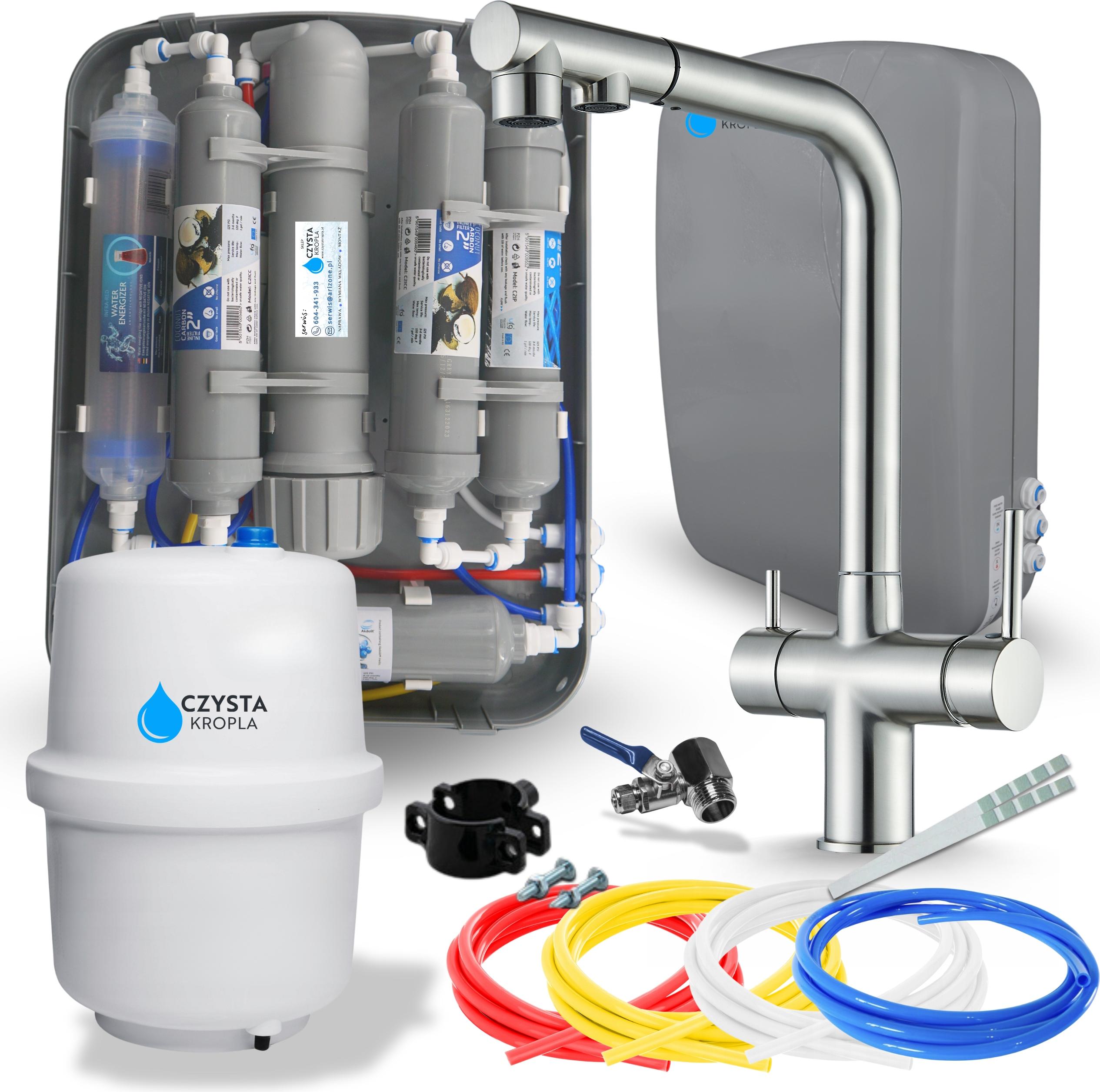 Wasserfilter Set RO7 Slim mit 3-Wege Küchenarmatur Venom 2, INOX, 7-stufige Filtration, Mineralisierung