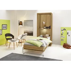 Schrankbett PRIESS "Ancona", braun (eiche artisan), H:211cm, Schrankbetten, mit Regal und LED-Beleuchtung