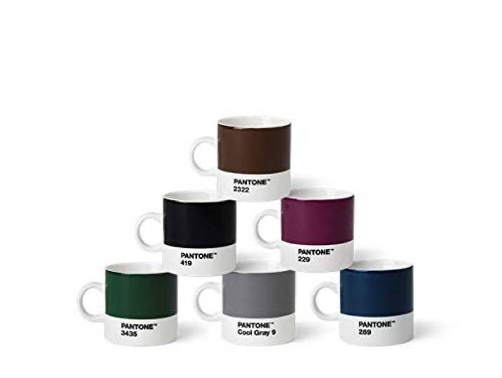 Pantone Porzellan Espressobecher 6er-Set, 6 Espressotassen à 120 ml, Coffee, mit Henkel, spülmaschinenfest, Naturfarben