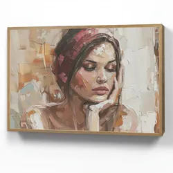 WANDLEUCHTE MIT AKKU Frau - Lackierung - Porträt - Modern Farbwechsel 100x70 cm Wandlampe