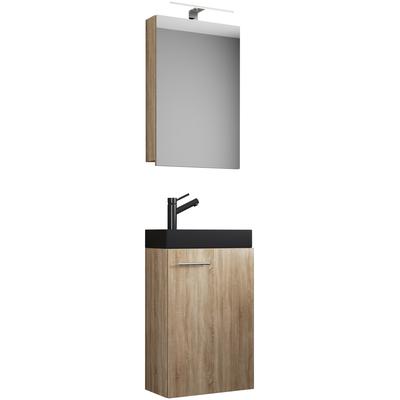 Waschtisch VCM "3tlg Waschtisch Slito SC Toilette schmal Schwarz", braun (sonoma, eiche), B:41cm T:22cm, Waschtische, Waschtisch