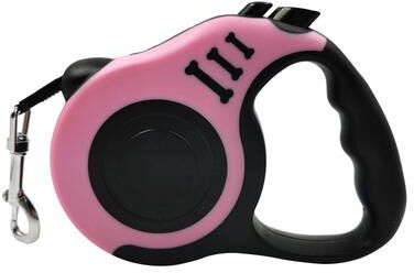 Pet Hub Retractable Dog Leash For Small Dogs & Cats Durable Nylon Lead For Puppy Walking, Hiking & Outdoor Travel pink And Black 5m