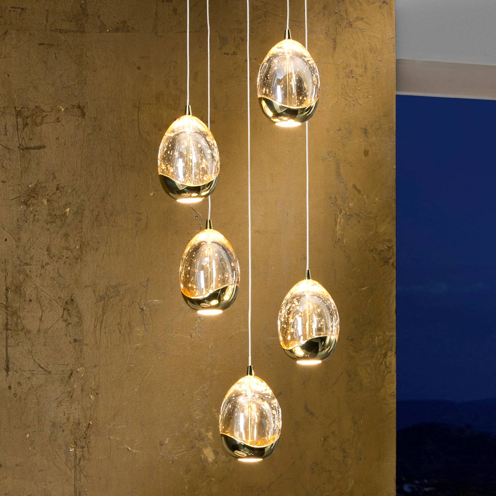 Schuller Valencia Pendant Light Rocio, dimmable, Clear / transparent, Living / Dining Room, metal, Ceiling Light